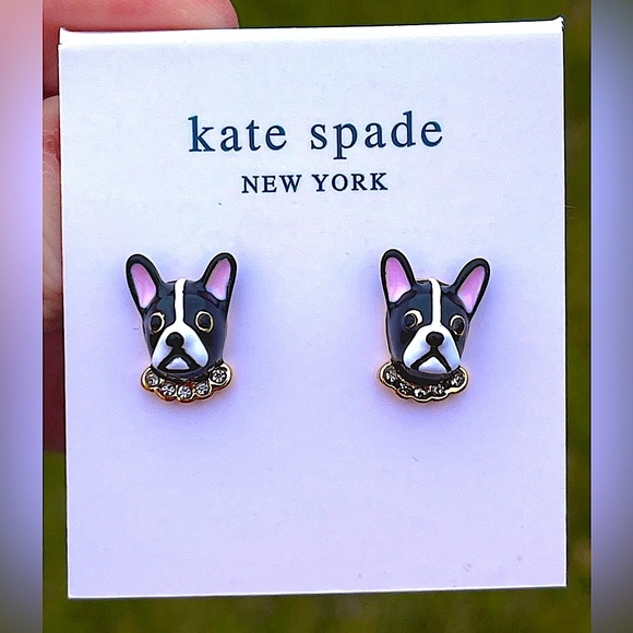 NWOT Kate Spade Frenchie Stud Earrings, Ma Cherie Antoine Dog Studs - Picture 5 of 5